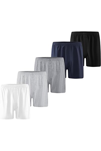 GENERAL Men's Cotton Spandex Boxer Shorts with Hidden Button, Soft Loose Fit ...