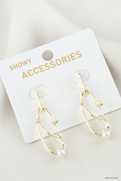 ZERO LAND Spt-Gld Oval Pearl Metal (04150) Earrings Yellow