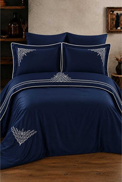 İK TEKSTİL Crown Premium 100% Cotton Embroidered 6 Piece Double Duvet Cover Set