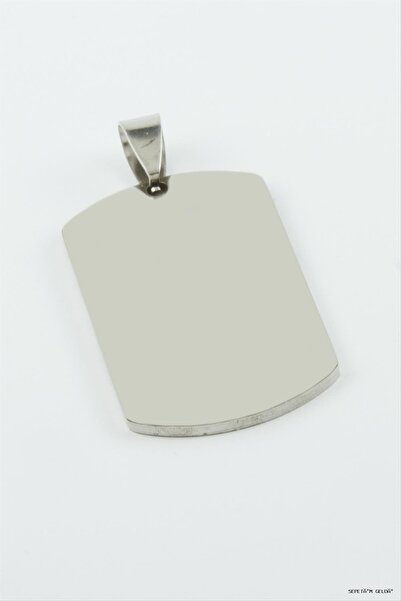 ZERO LAND Spt-Gld Imprintable Name Steel Pendant 2X3.5 cm (00519) Silver Color