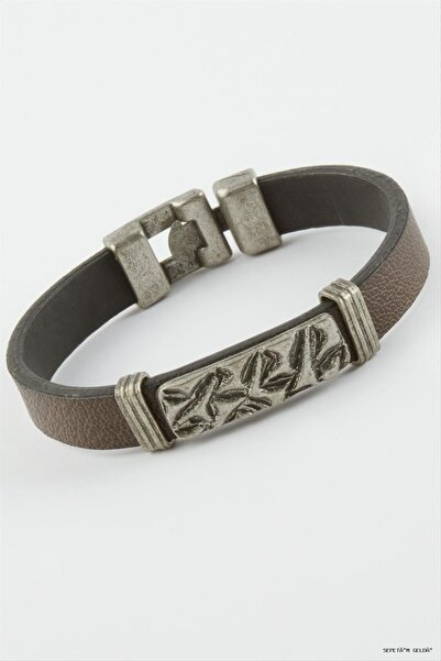 ZERO LAND Spt-Gld Zigzag Patterned Faux Leather (11506) Bracelet Brown
