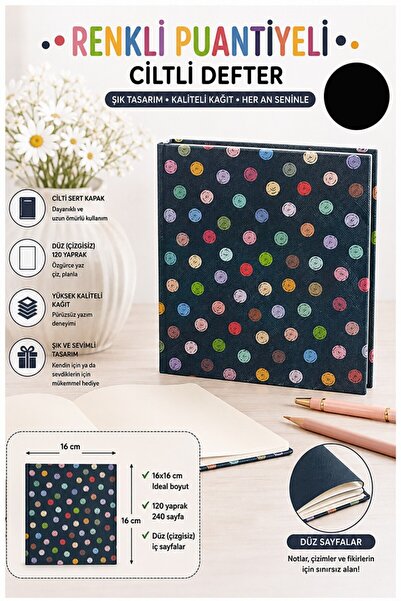 Artlantis Polka Dot Square Notepad 16X16Cm 1 Piece Lizz Hard Cover 120 Sheets...