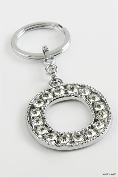 ZERO LAND Spt-Gld Silver Color Stone Letter (11433) Keychain O