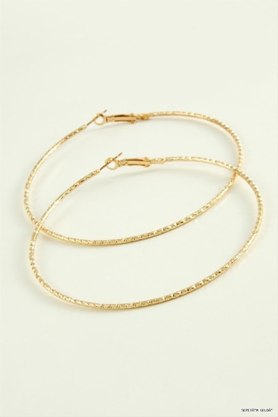 ZERO LAND Spt-Gld Zigzag Twisted Metal Hoop Earrings 8-9-10 cm (235246) 8 cm