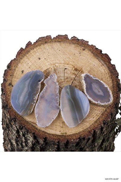 ZERO LAND Spt-Gld Agate Natural Stone Pendant (00045) Blue-1