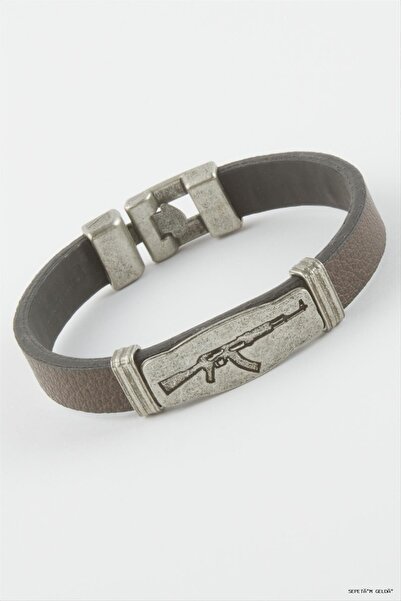 ZERO LAND Spt-Gld Gun Faux Leather (04319) Bracelet Brown