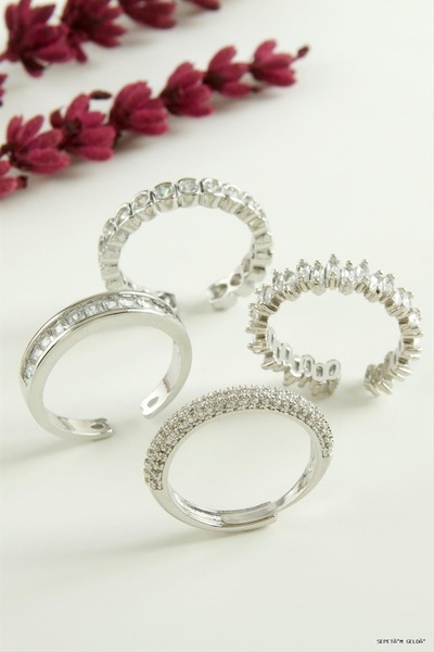 ZERO LAND Spt-Gld Mixed Luxury Baguette Zircon Stone Ring (235511) Silver Color