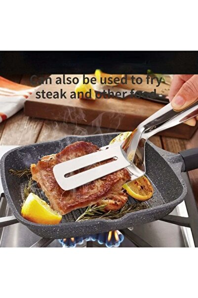 Generic Stainless Steel Fish Spatula & Shovel - Durable and Easy-to-Clean Kitchen Tool for Frying, Grilling, Cooking Steak, Shrimp with Non-Slip Handle Design