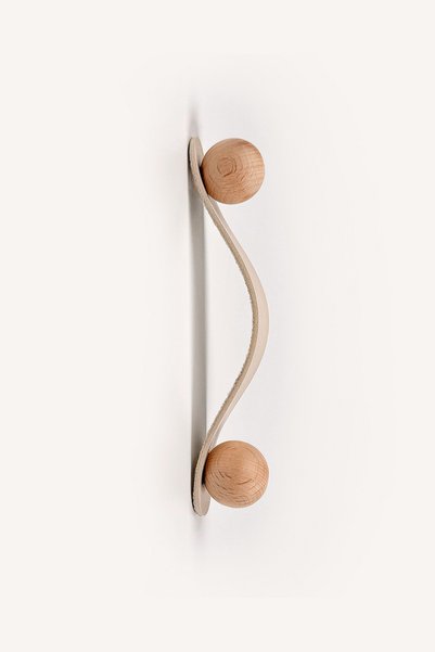 Kulpingo Beige Wooden Detailed 96 mm Leather Handle