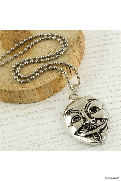 ZERO LAND Spt-Gld Mask Metal Necklace (01939) Silver Color
