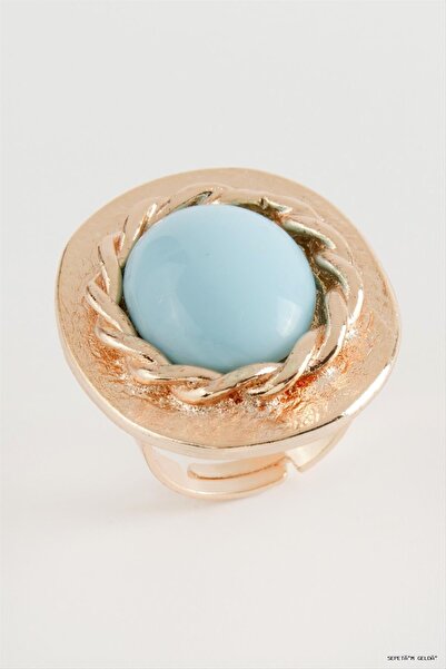 ZERO LAND Spt-Gld Oval Turquoise Stone (04438) Ring Rose