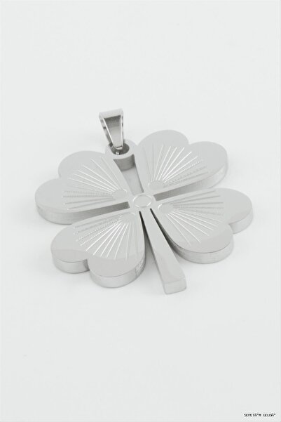ZERO LAND Spt-Gld Clover Steel Pendant 2.6 cm (00503) Silver Color