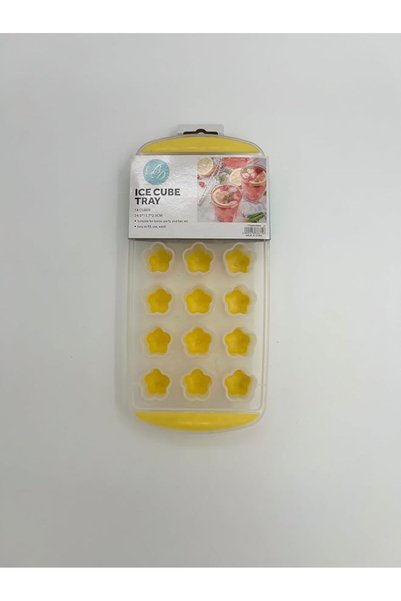 بيت الجملة (House of Wholesale) بي اند دي صينية مكعبات ثلج على شكل نجمة، 12 تجويف، 27.5 × 13 × 3.5 سم، اصفر وشفاف