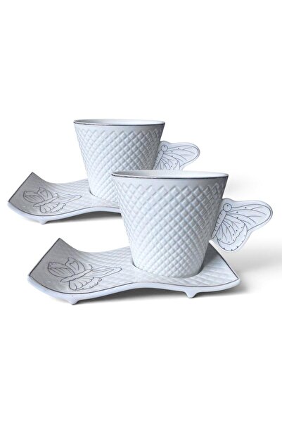 OEM Set 6 cești de cafea și farfurioare 180 ml, Fluture