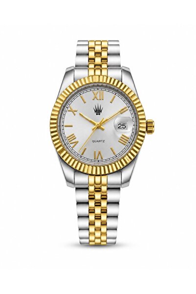 WATCHOFROYAL Calvior Silver Gold White Steel Wristwatch