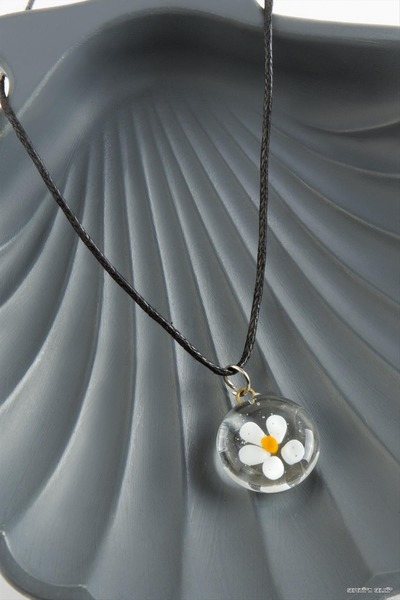 ZERO LAND Spt-Gld Papatya Glass (05134) Necklace Black