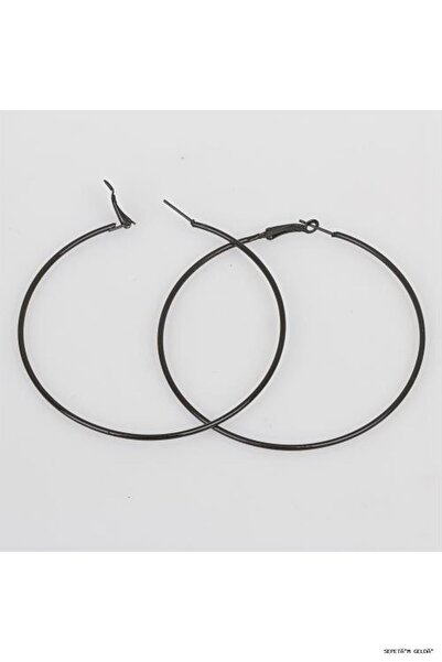 ZERO LAND Spt-Gld Classic Hoop Earrings Black (10409) 2.5 cm