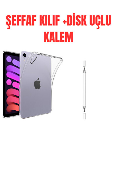 ebulduk İpad Mini 6/7 Uyumlu Şeffaf Silikon Kılıf ve Disk Uçlu Stylus Pen Dok...