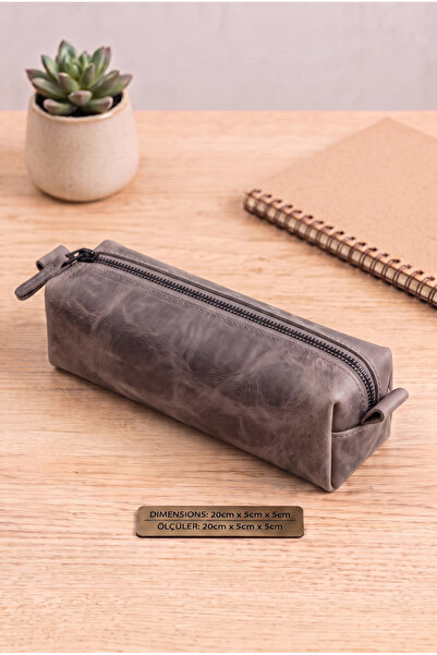 BeeBlack 100% Genuine Leather Pen Holder-Pencil Case Minimal-Wide Iron Zipper...
