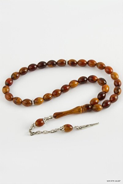 ZERO LAND Spt-Gld Olive Shaped Plastic Prayer Beads 8X11 (05515) mm Tan