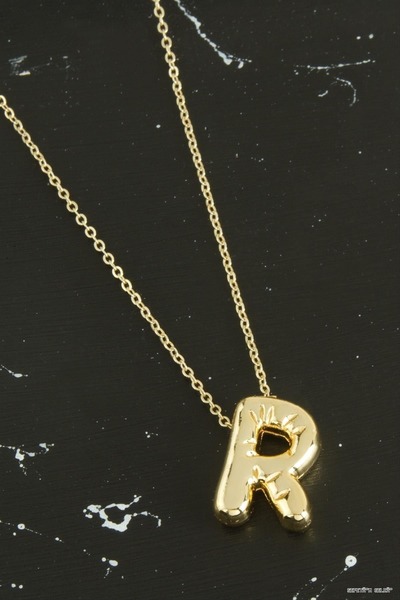 ZERO LAND Spt-Gld Letter R Balloon (05121) Necklace Yellow