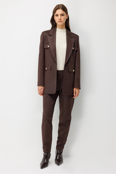 Ekol Ornamental Buttoned Skinny Leg Trousers 4151