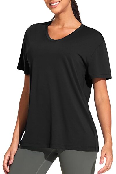 GENERAL Short Sleeve Loose Fit T-Shirt for Women, Casual Breathable V-Neck Su...