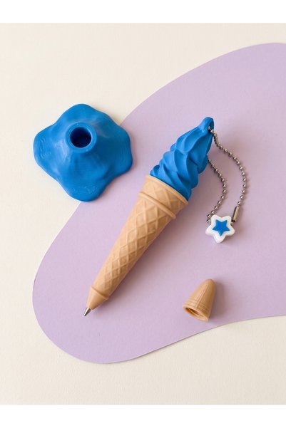 Frostblack Ice Cream Shaped Ballpoint Pen with Stand and Cap Cute Kids Stationery Gift