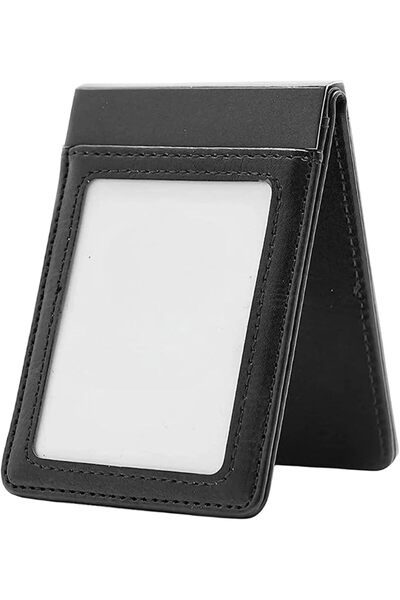 FWM Leather ID Card Holder, Vertical Badge with Magnetic Close, 70 x 110 mm (...