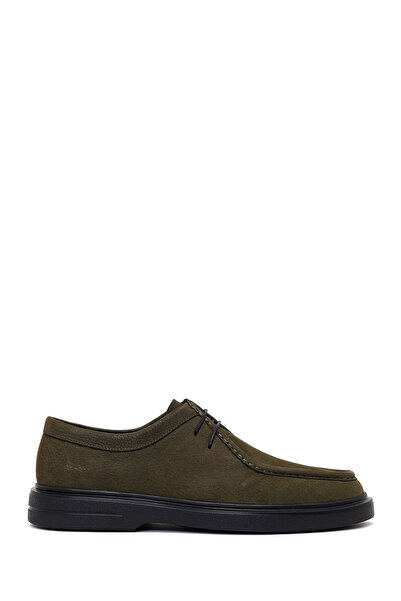 Derimod Men's Khaki Lace-Up Thick Soled Nubuck Leather Casual Shoes Wm740021Dn