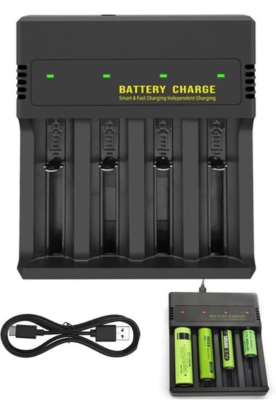 GENERAL شاحن بطارية عالمي 18650 بـ4 فتحات، شحن سريع USB-C لبطاريات ايه 18650 ...