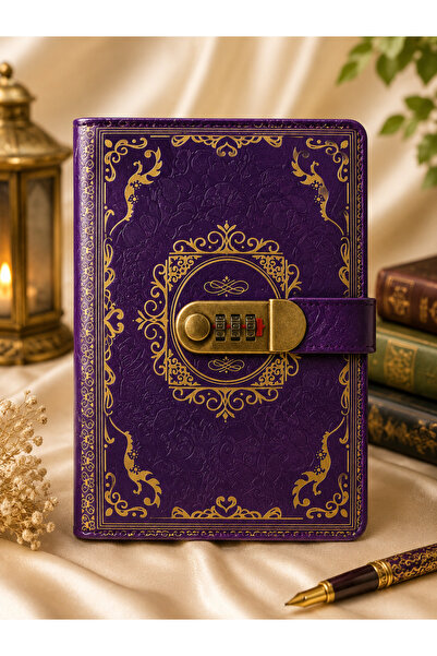 HEPBİMODA Lüks Vintage Şifreli Defter - Deri Görünümlü, Altın Varaklı Günlük ...