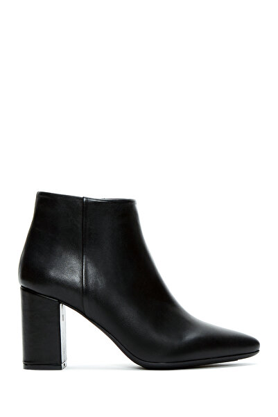 Derimod Women's Black Zippered Heeled Leather Boots Wf260006Dv