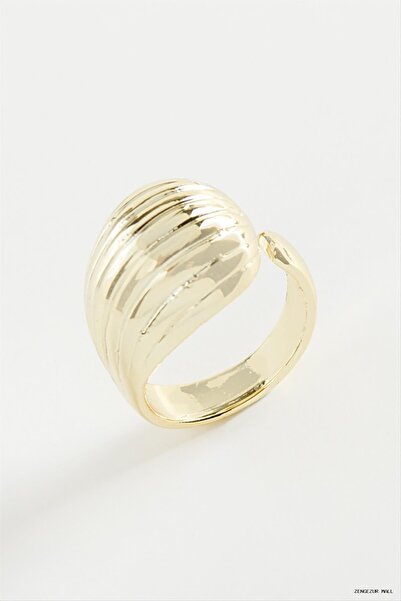 ZERO LAND Zngzrmll Striped Water Drop Metal (25712) Ring Yellow