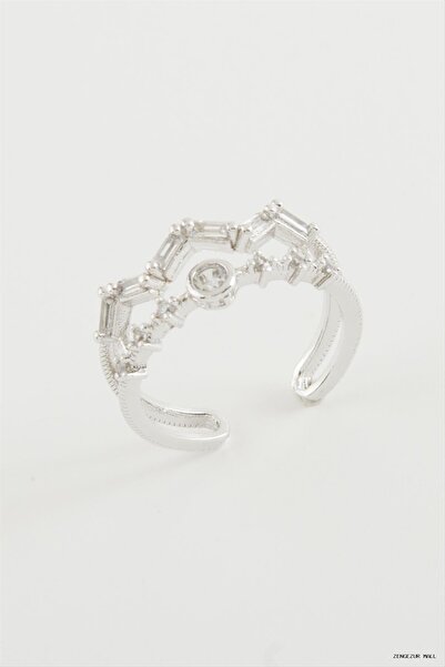ZERO LAND Zngzrmll Zigzag Zircon Stone Ring (30940) Silver Color