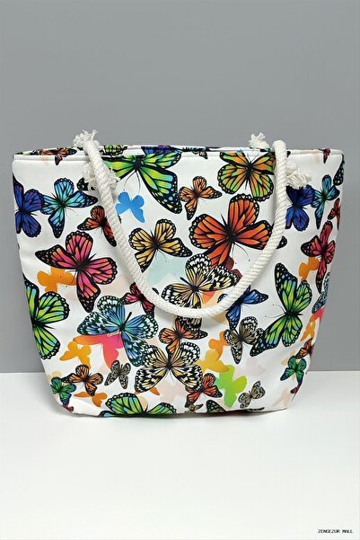 ZERO LAND Zngzrmll Patterned Beach (32410) Bag White