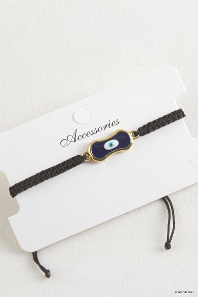 ZERO LAND Zngzrmll Oval Evil Eye Macrame Braided (25336) Bracelet Navy Blue