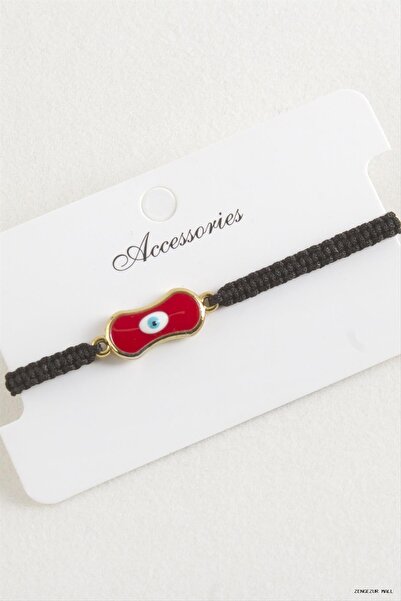 ZERO LAND Zngzrmll Oval Evil Eye Macrame Braided (25326) Bracelet Red