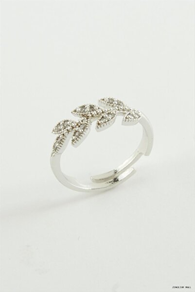 ZERO LAND Zngzrmll Leaf Zircon Stone Ring (30809) Silver Color