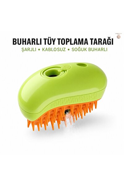 Buharlı Kedi ve Köpek Tüy Toplama Tarağı – Şarj Edilebilir (Silikon Dişli)