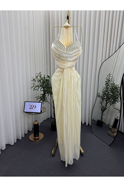 Boutique 219 فستان شيفون ليموني