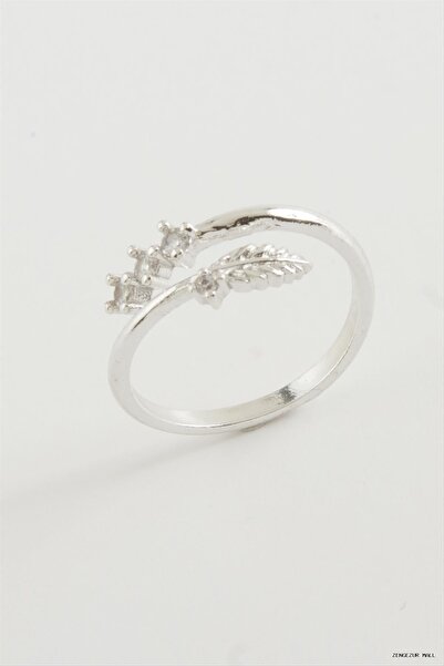 ZERO LAND Zngzrmll Leaf Zircon Stone Ring (30911) Silver Color