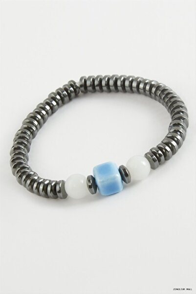 ZERO LAND Zngzrmll Orange & Hematite Natural Stone (31120) Bracelet Anthracite