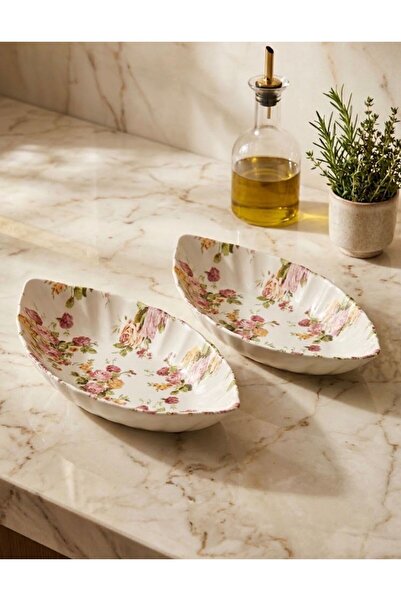 evinbizden 2-Piece Kayak Plate Ceramic Serving Presentation Plates 30X16 cm