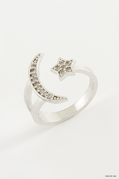 ZERO LAND Zngzrmll Moon Star Zircon Stone Ring (34940) Silver Color