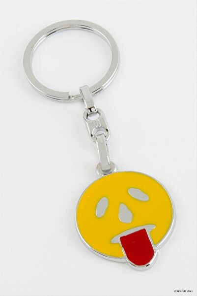 ZERO LAND Zngzrmll Tongue Out Emoji Metal (40048) Keychain Yellow