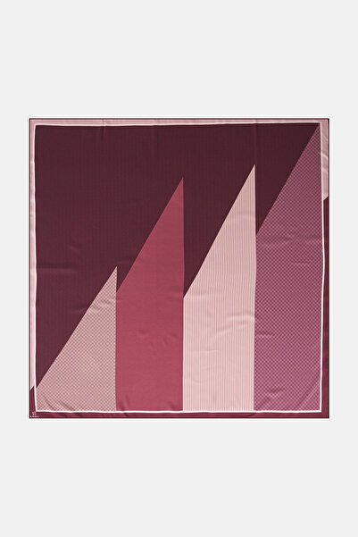 Kayra Geometric Pattern Twill Scarf Claret Red