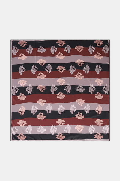 Kayra Leaf Pattern Twill Scarf Black