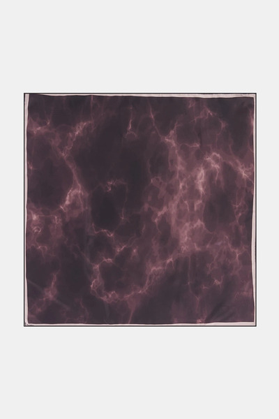 Kayra Abstract Pattern Silk Scarf Dark Plum
