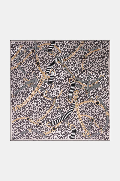Kayra Chain Pattern Twill Scarf Stone